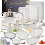 Home Hero Conjunto de panelas e frigideiras antiaderentes Creme